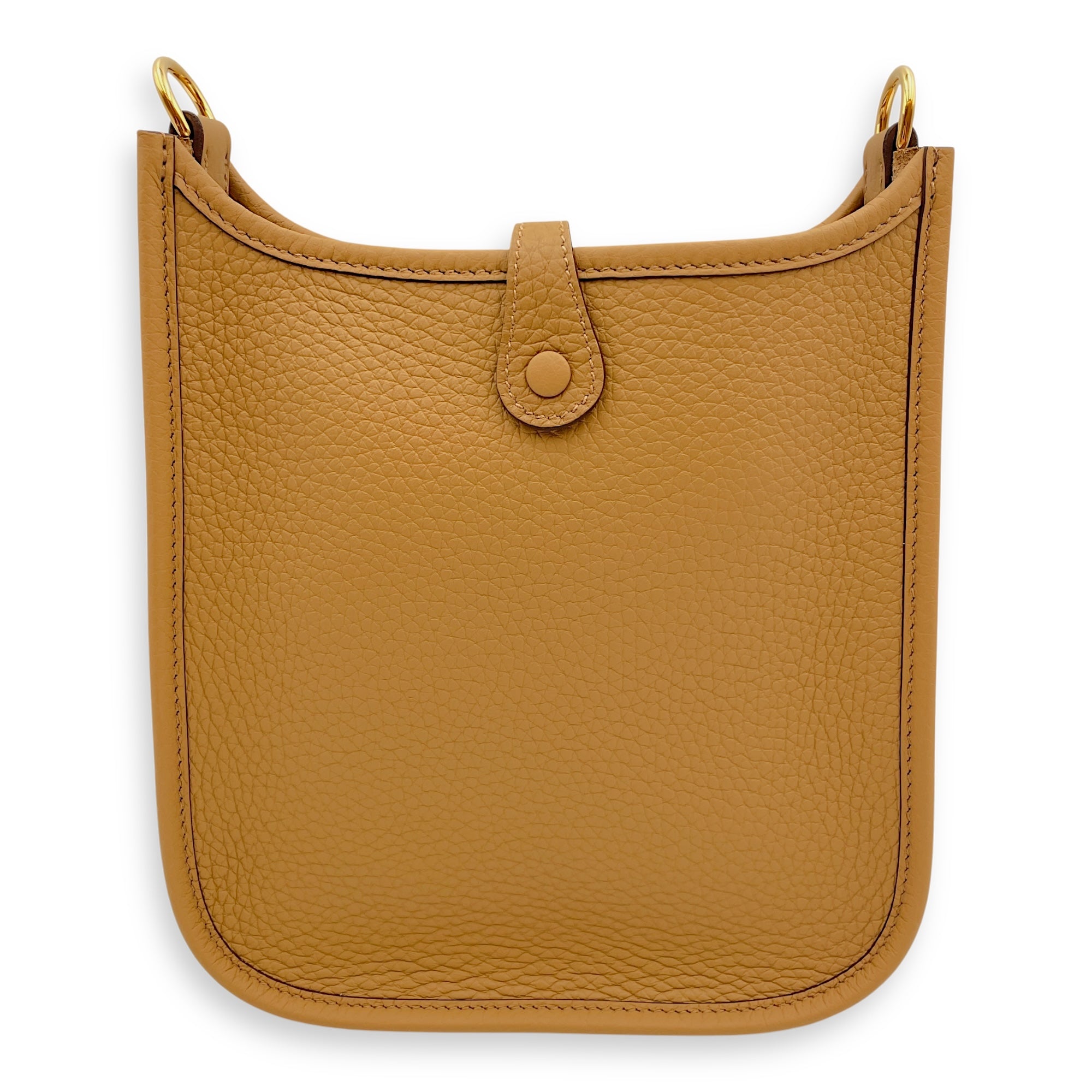 Evelyne (Short Strap) Mini Biscuit/Nata in Clemence, Gold hardware