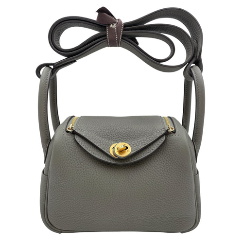 Lindy Mini Gris Meyer in Clemence, Gold hardware
