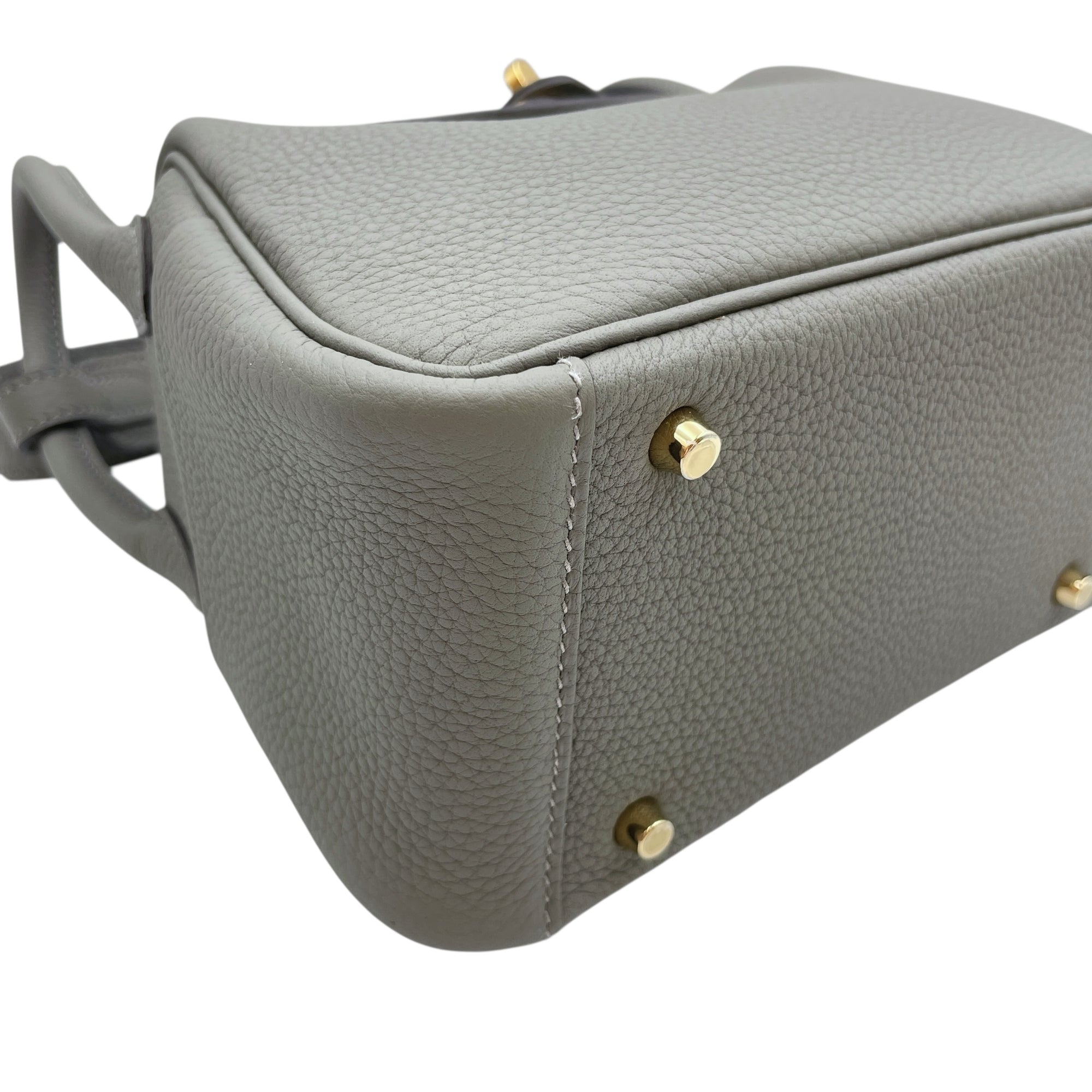Lindy Mini Gris Meyer in Clemence, Gold hardware