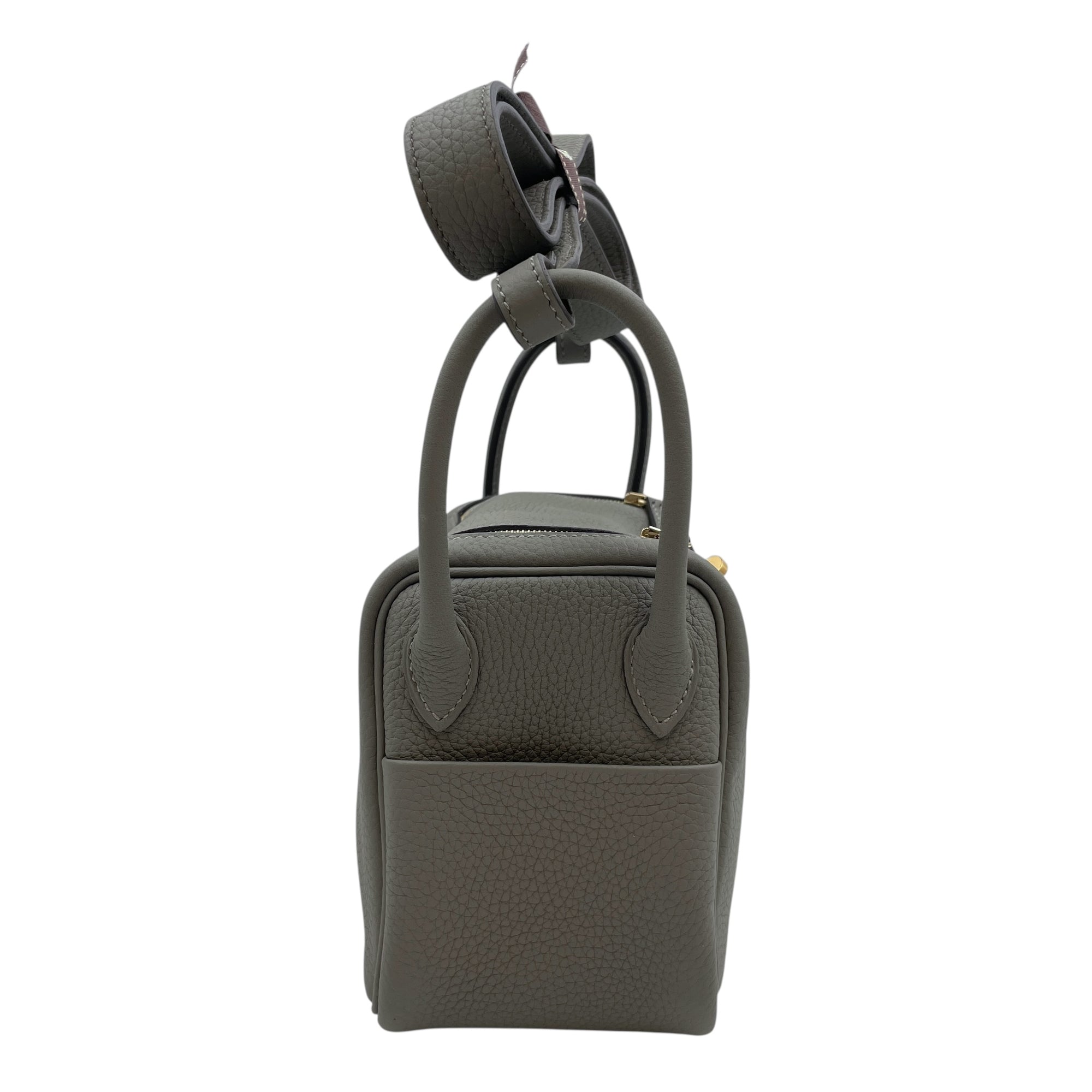 Lindy Mini Gris Meyer in Clemence, Gold hardware