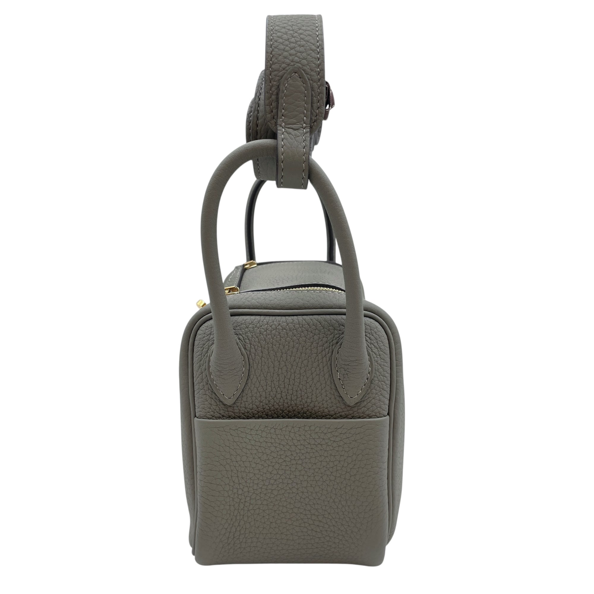 Lindy Mini Gris Meyer in Clemence, Gold hardware