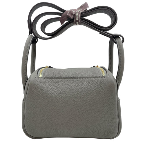 Lindy Mini Gris Meyer in Clemence, Gold hardware