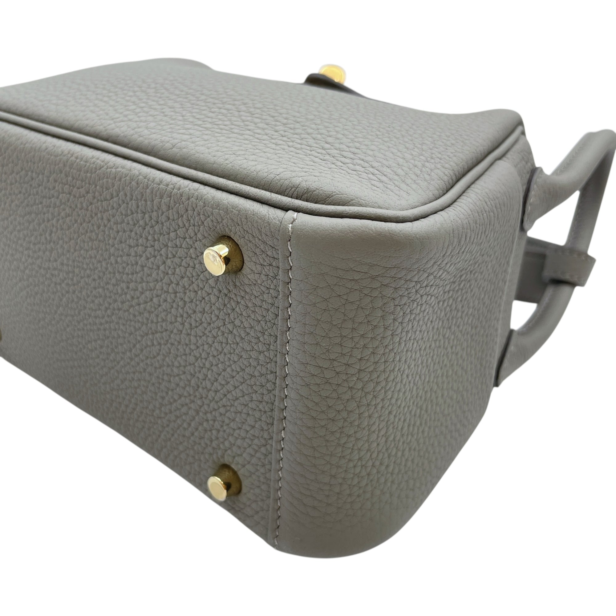 Lindy Mini Gris Meyer in Clemence, Gold hardware
