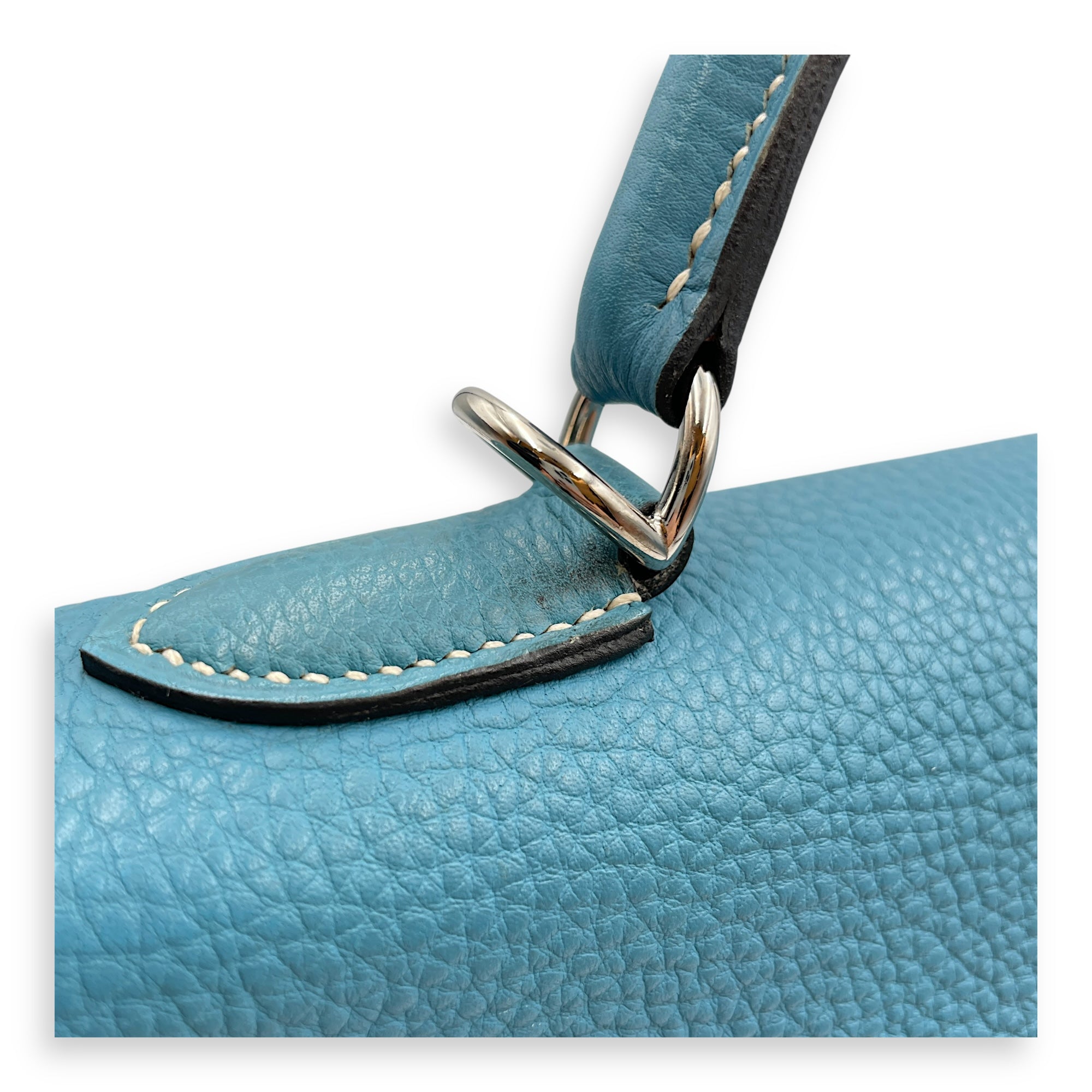 Sellier Kelly 32 Blue Jean in Togo, Palladium hardware