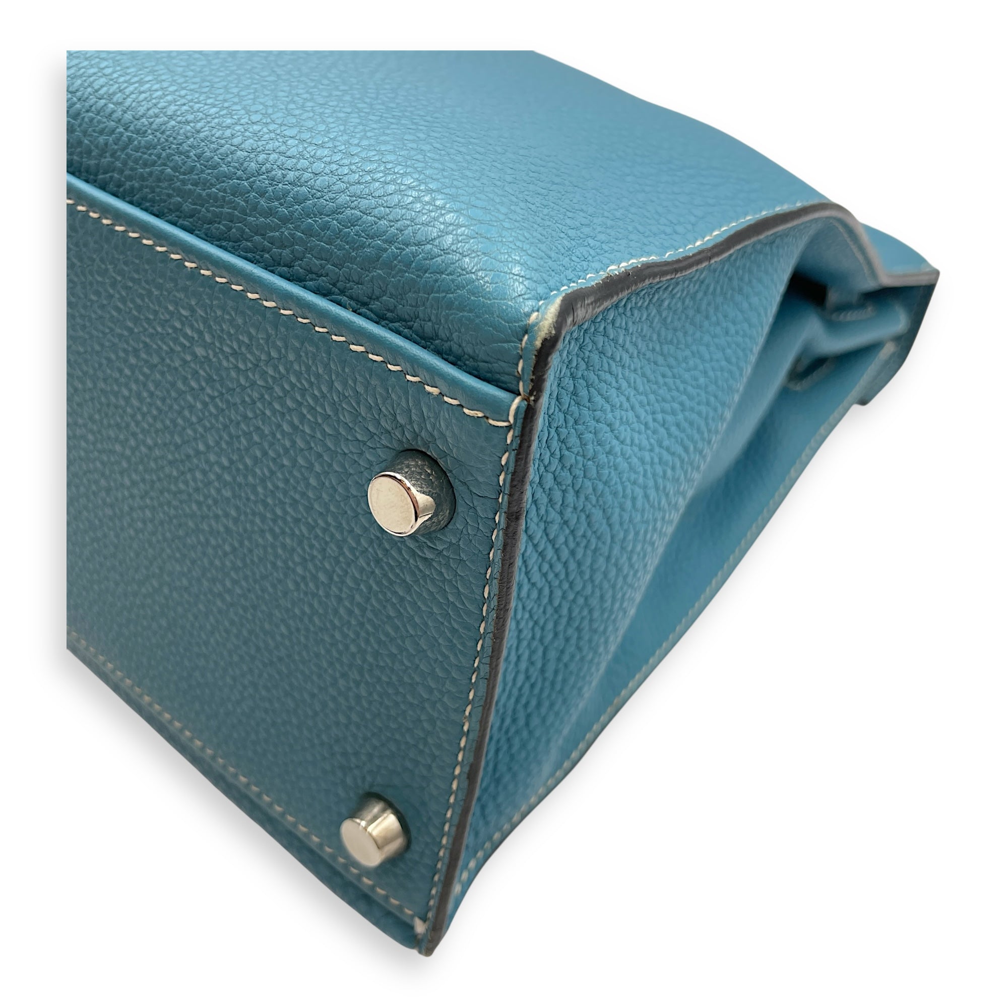 Sellier Kelly 32 Blue Jean in Togo, Palladium hardware
