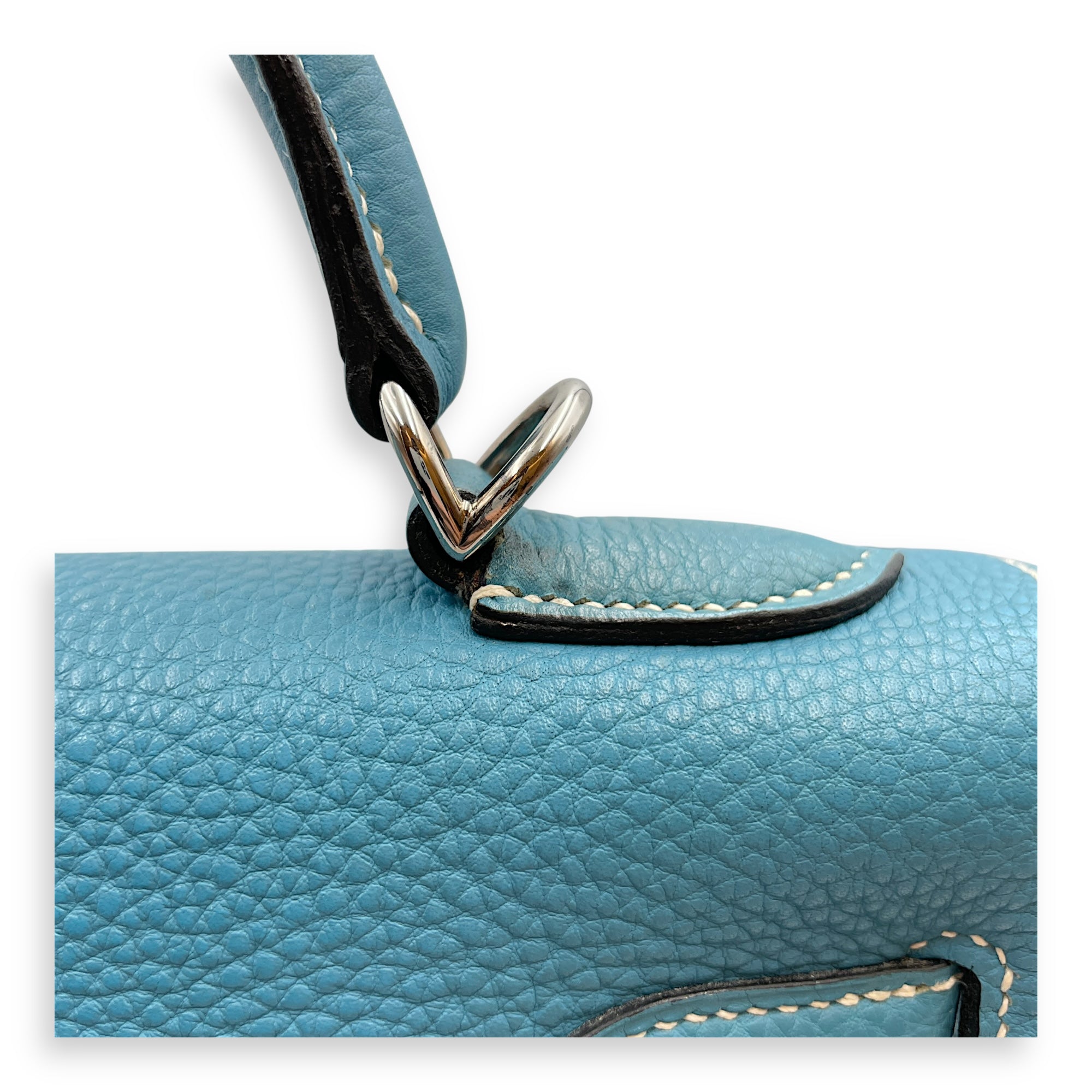 Sellier Kelly 32 Blue Jean in Togo, Palladium hardware