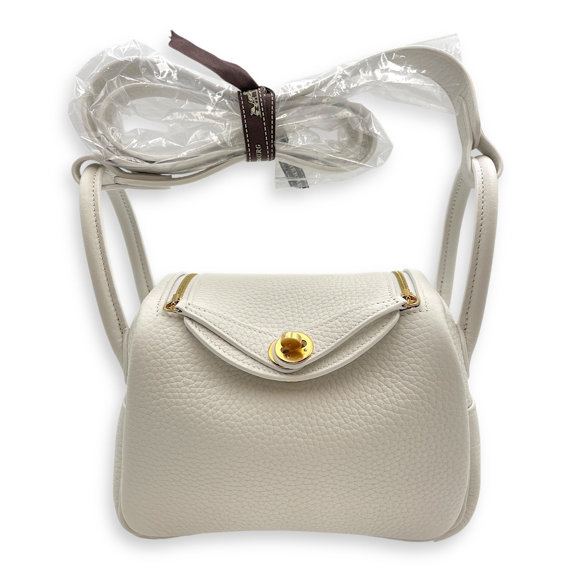 Lindy II Mini White in Clemence, Gold hardware