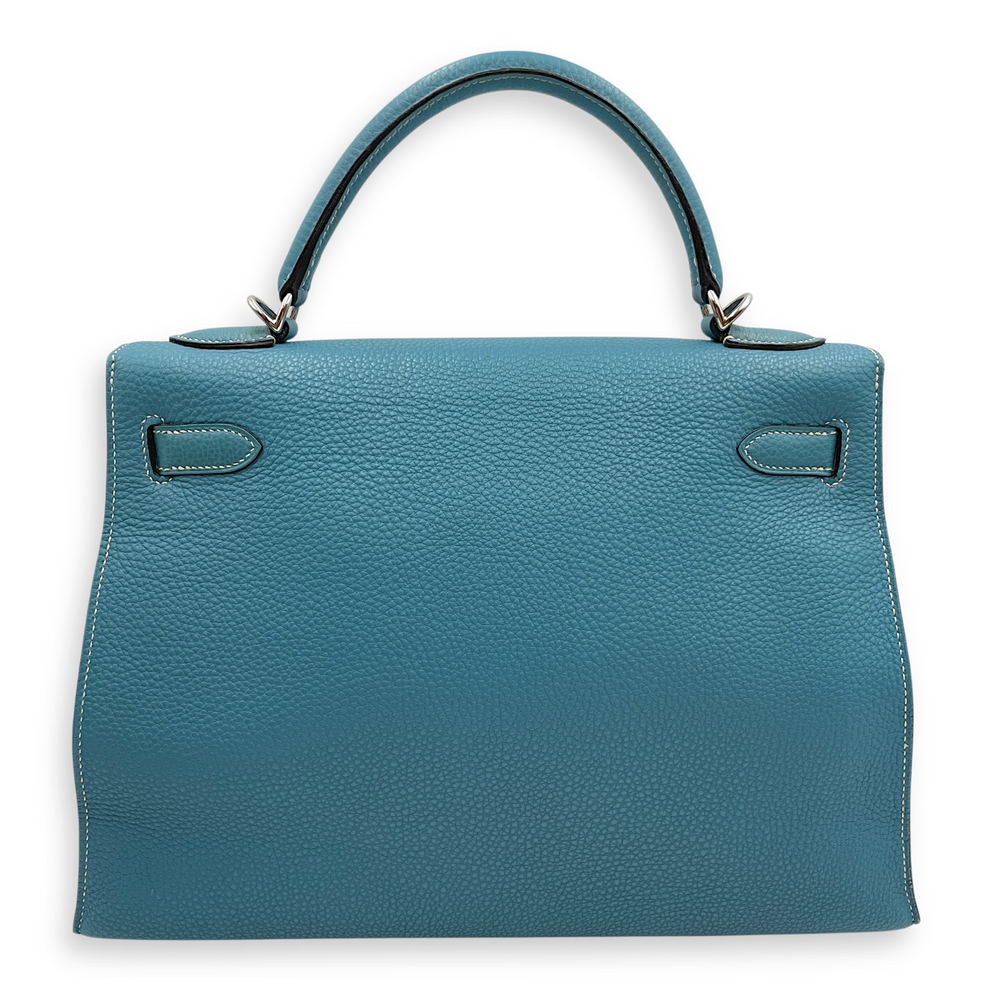 Sellier Kelly 32 Blue Jean in Togo, Palladium hardware