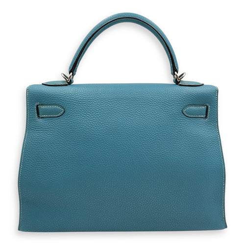 Sellier Kelly 32 Blue Jean in Togo, Palladium hardware