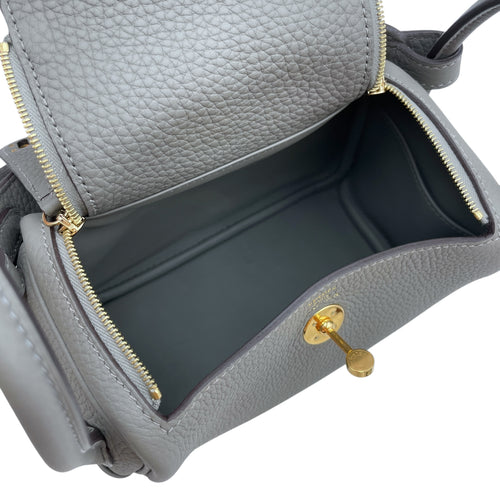 Lindy Mini Gris Meyer in Clemence, Gold hardware