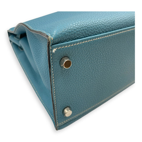 Sellier Kelly 32 Blue Jean in Togo, Palladium hardware