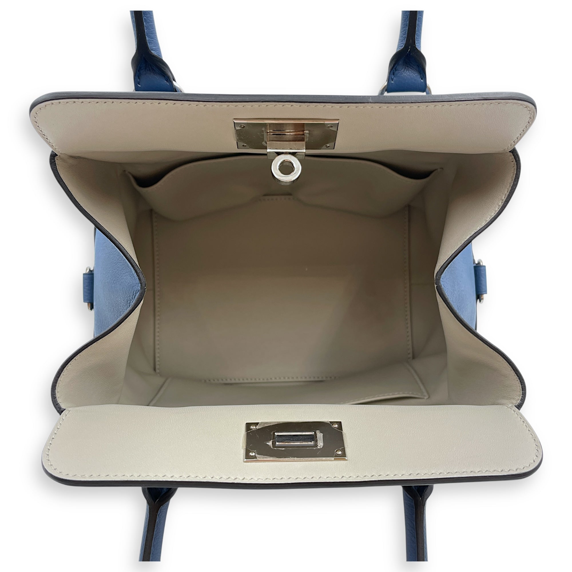 Toolbox Verso 20 Blue Agate/Gris Mouette in Evercolor, Palladium hardware