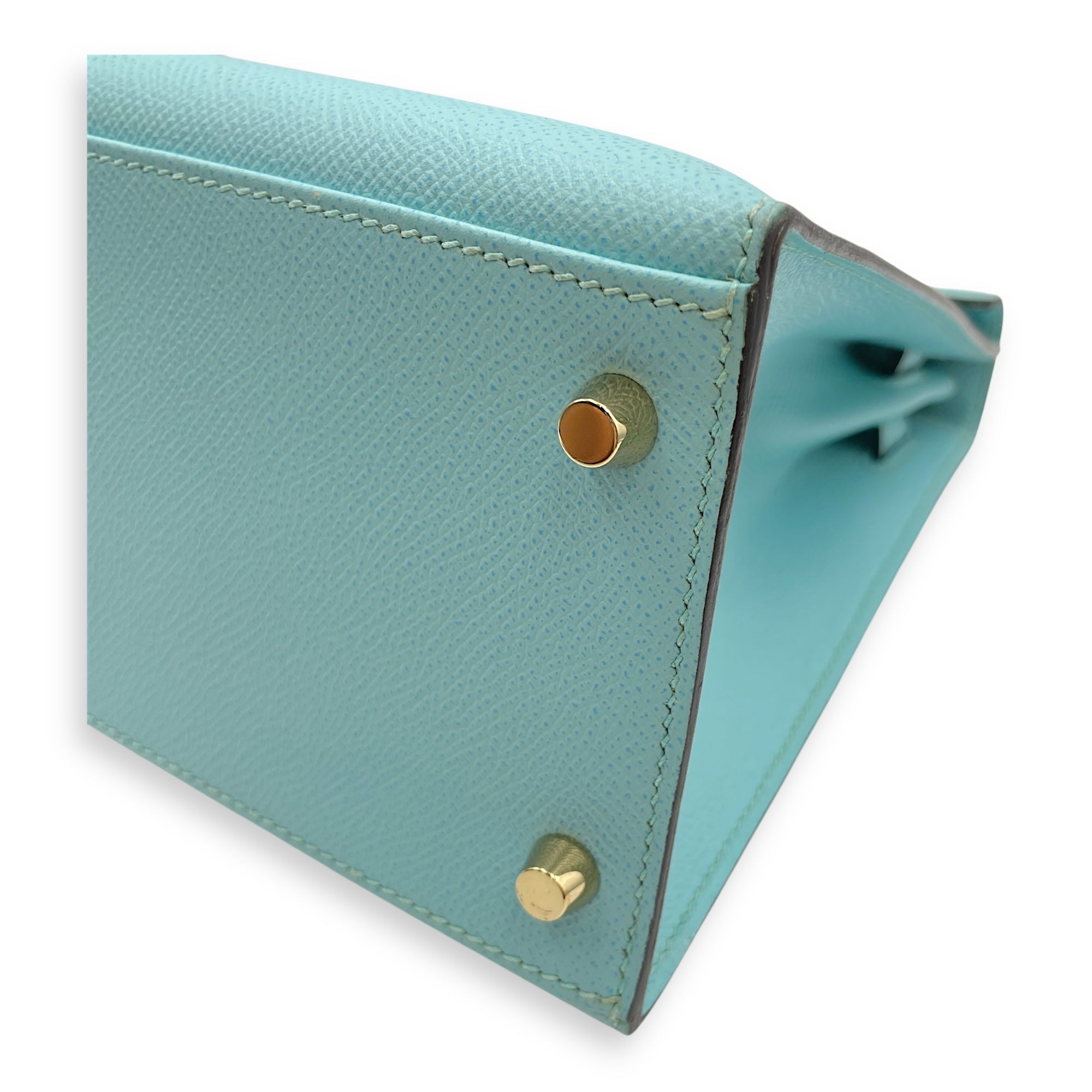 Sellier Kelly 28 Blue Atoll in Epsom, Gold hardware