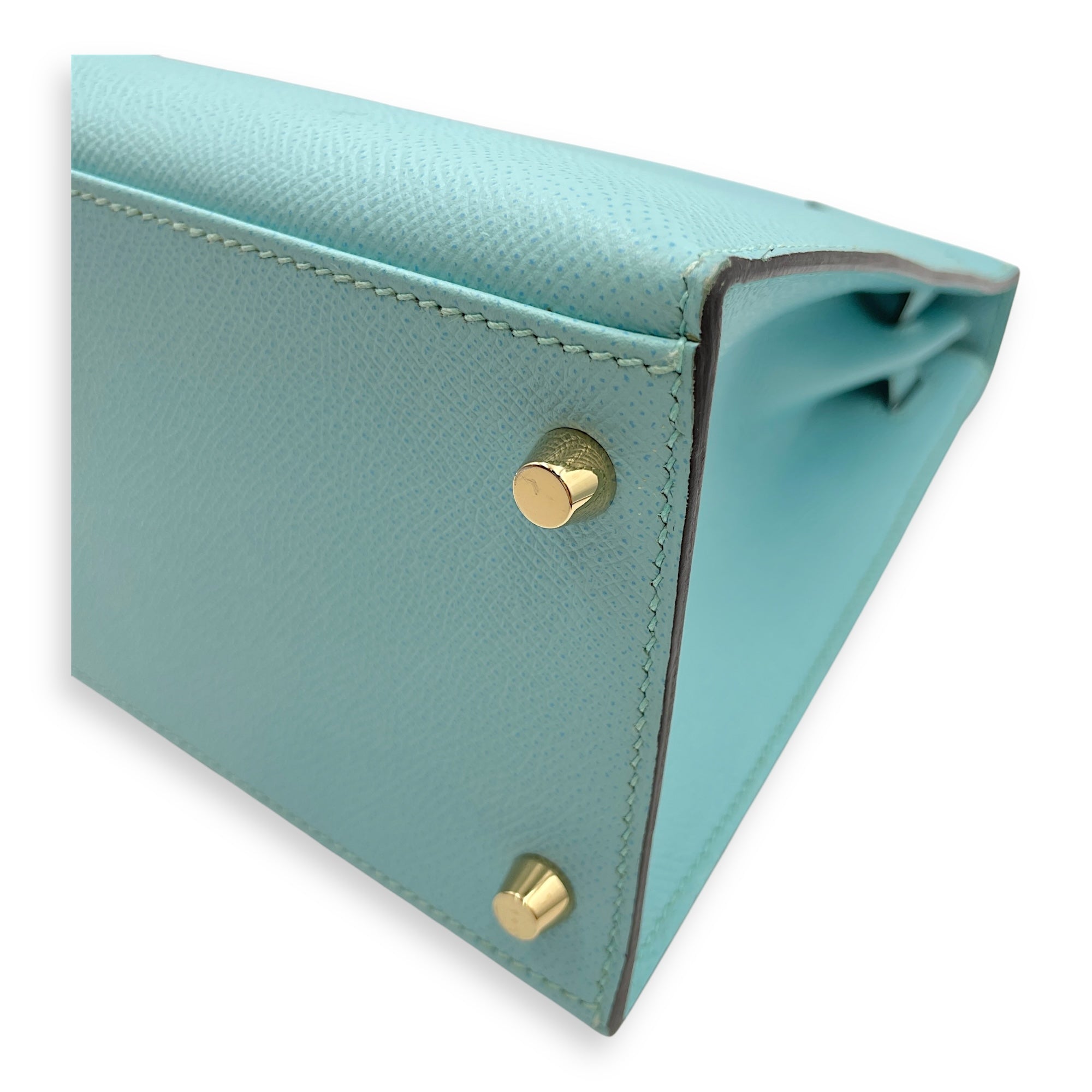 Sellier Kelly 28 Blue Atoll in Epsom, Gold hardware