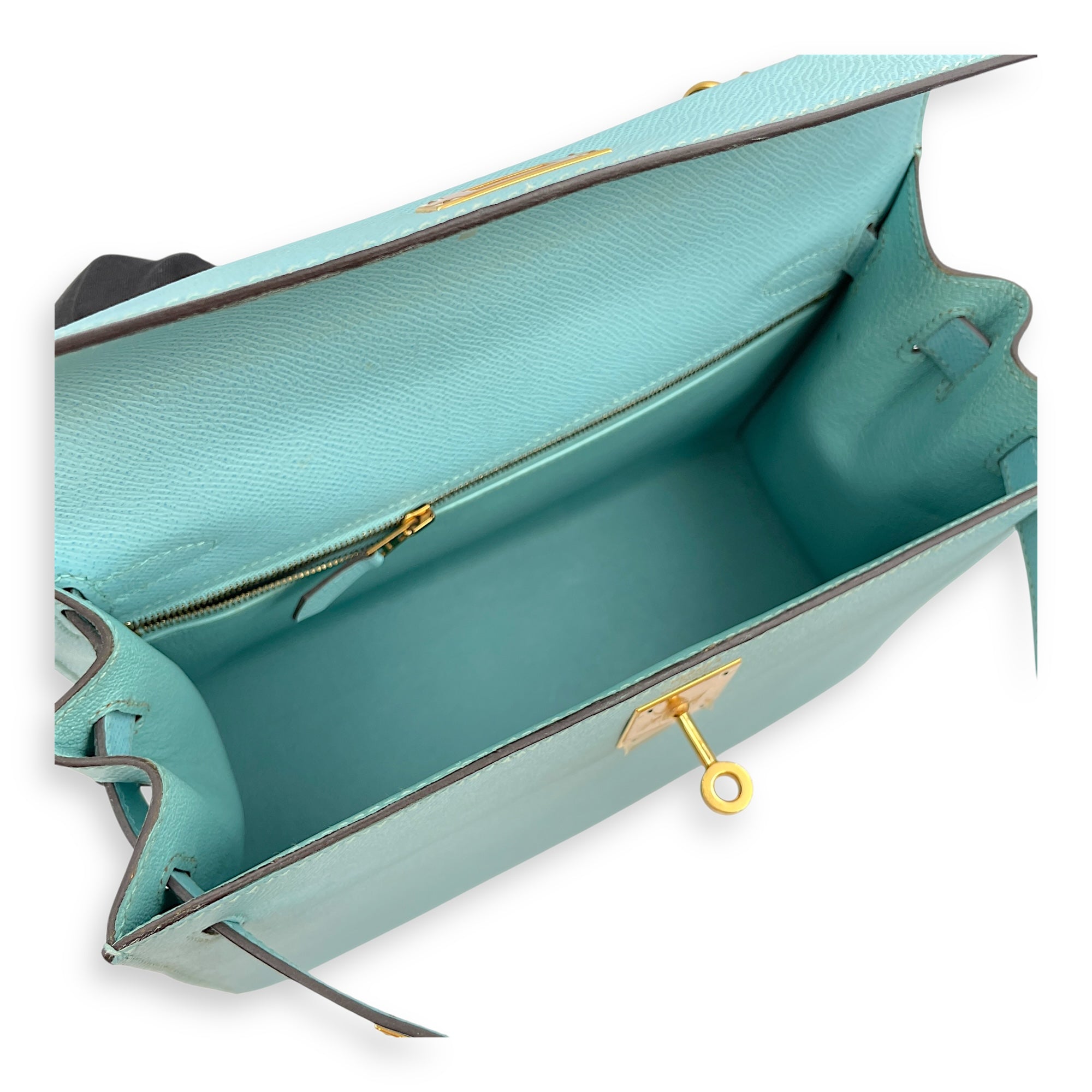 Sellier Kelly 28 Blue Atoll in Epsom, Gold hardware