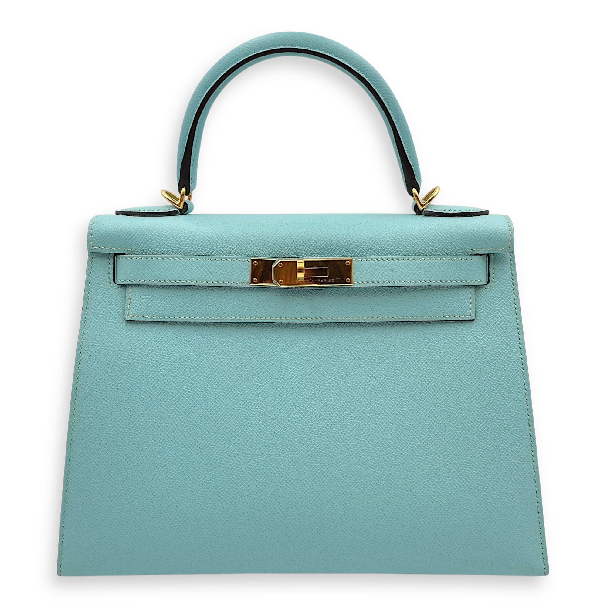 Sellier Kelly 28 Blue Atoll in Epsom, Gold hardware