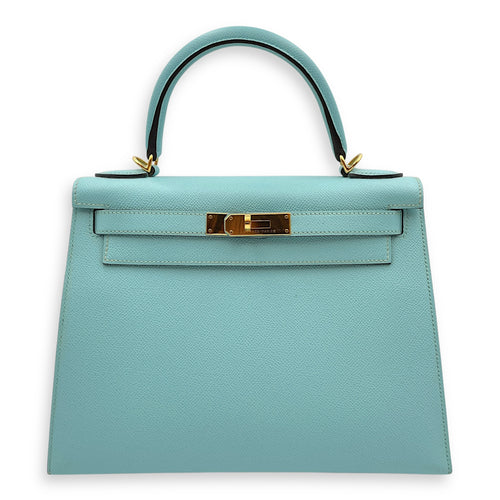 Sellier Kelly 28 Blue Atoll in Epsom, Gold hardware