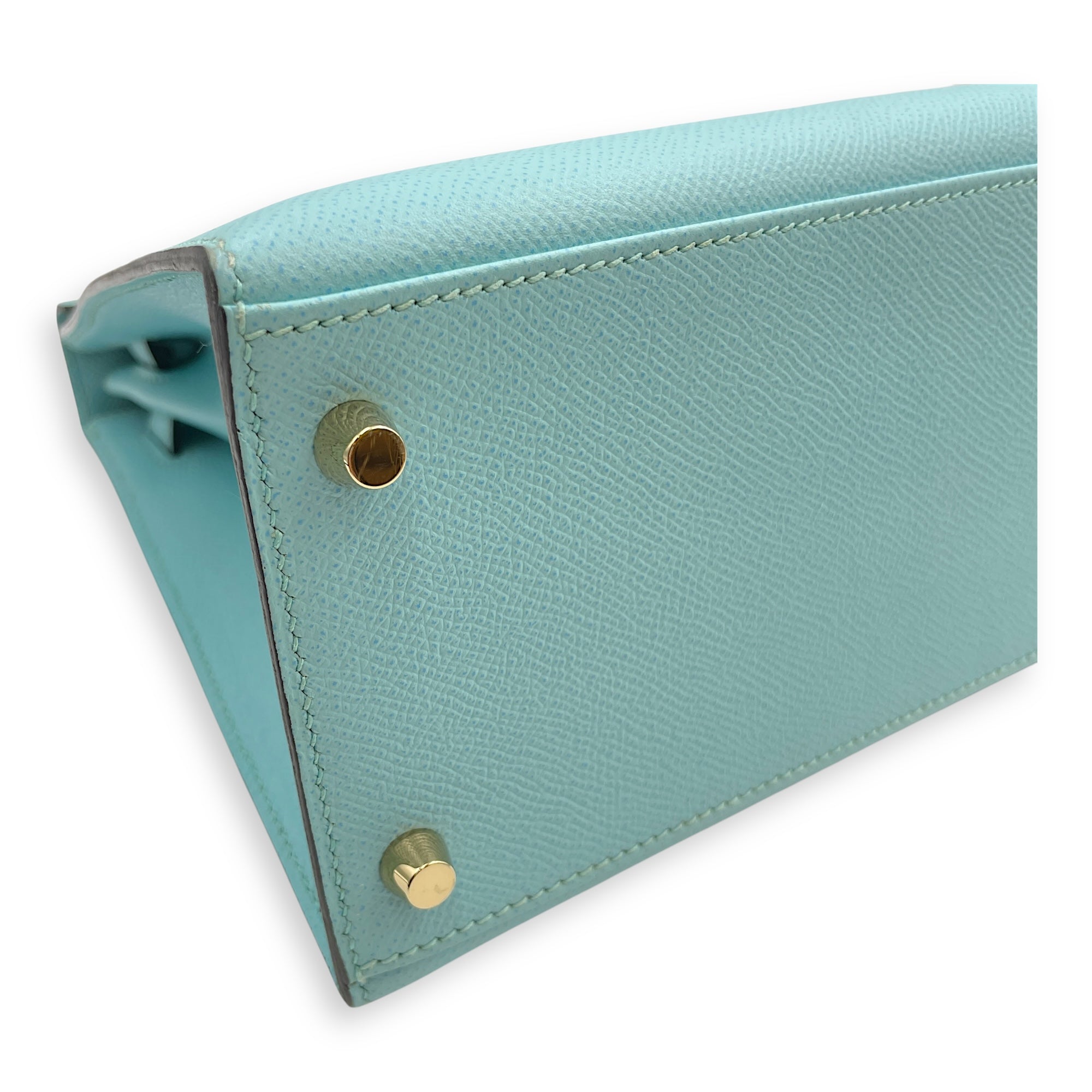 Sellier Kelly 28 Blue Atoll in Epsom, Gold hardware