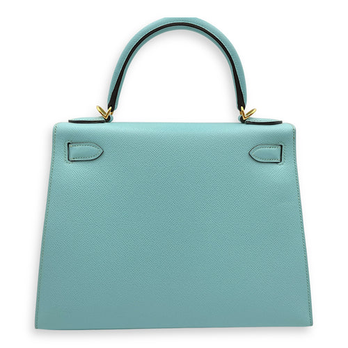 Sellier Kelly 28 Blue Atoll in Epsom, Gold hardware