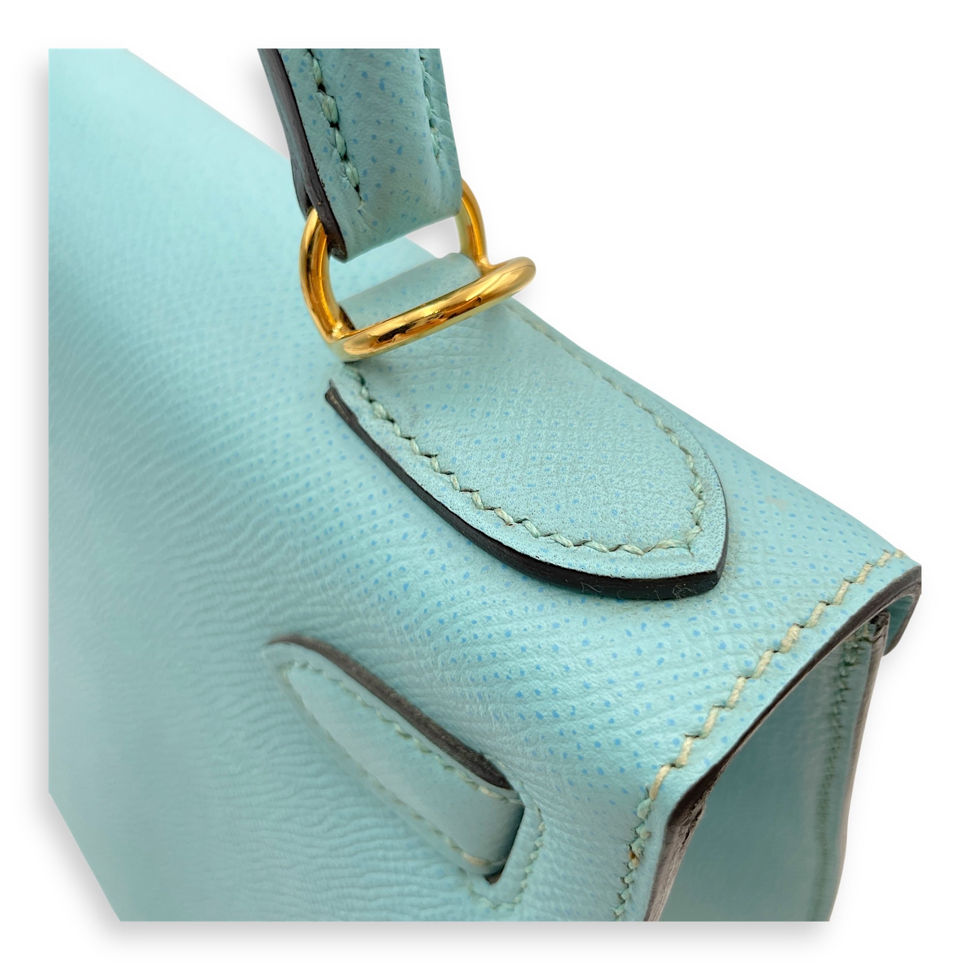 Sellier Kelly 28 Blue Atoll in Epsom, Gold hardware