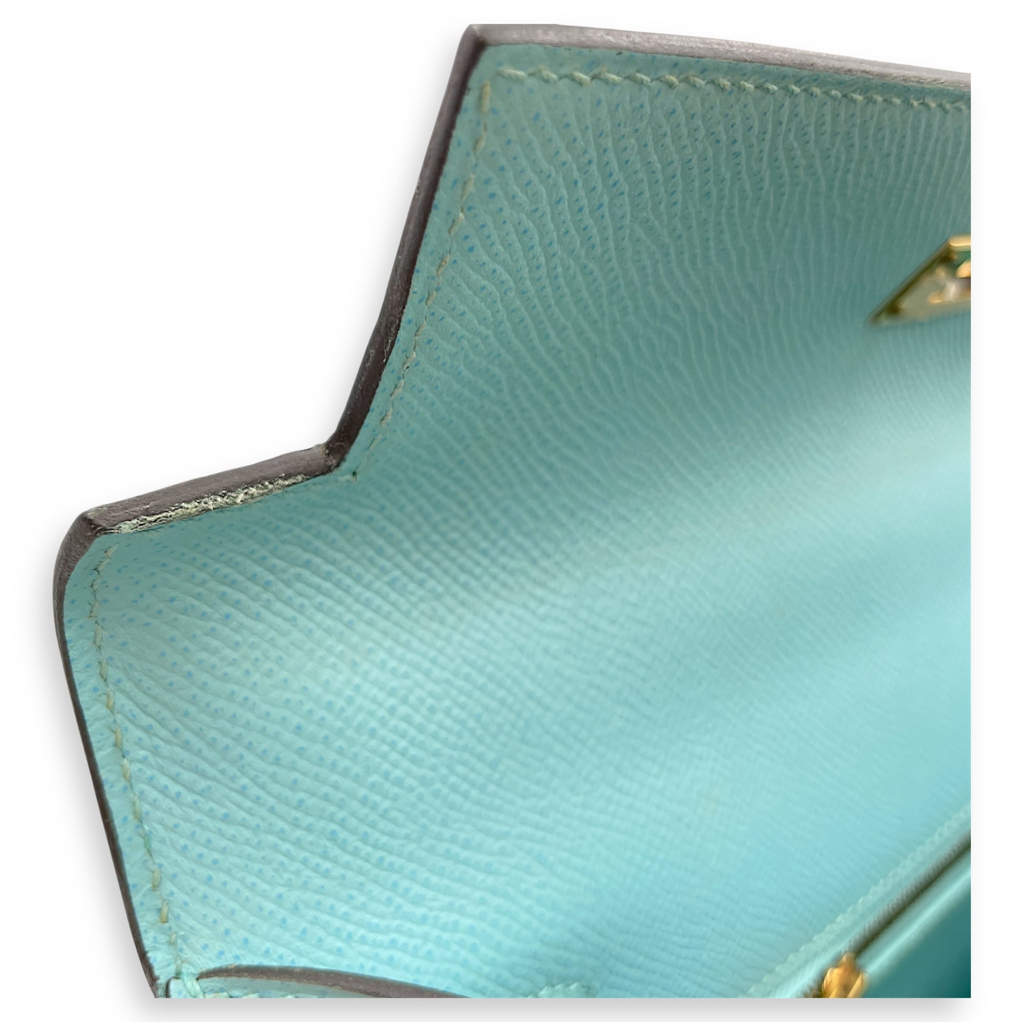 Sellier Kelly 28 Blue Atoll in Epsom, Gold hardware