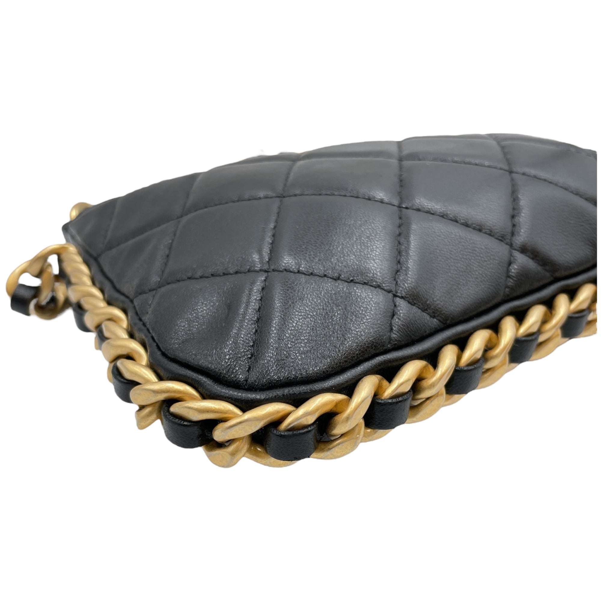 Quilted Mini Black Crossbody Bag in Lambskin, Gold hardware