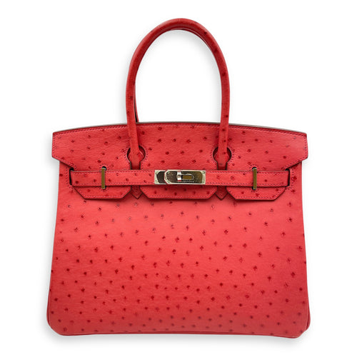 Birkin 30 Bougainvillier in Ostrich Palladium hardware CL2506-13218 1