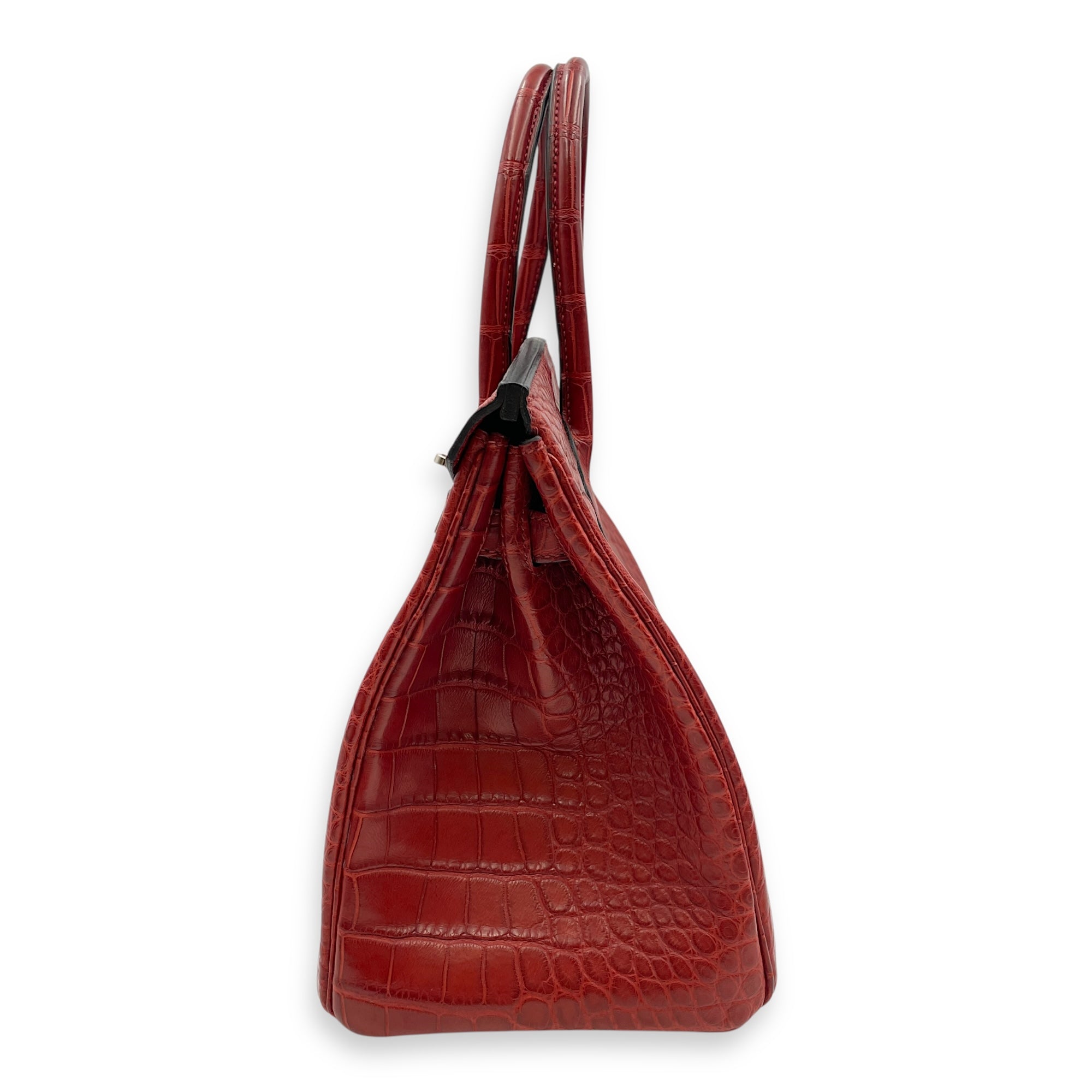 Birkin 30 Rouge H in Matte Alligator Palladium hardware