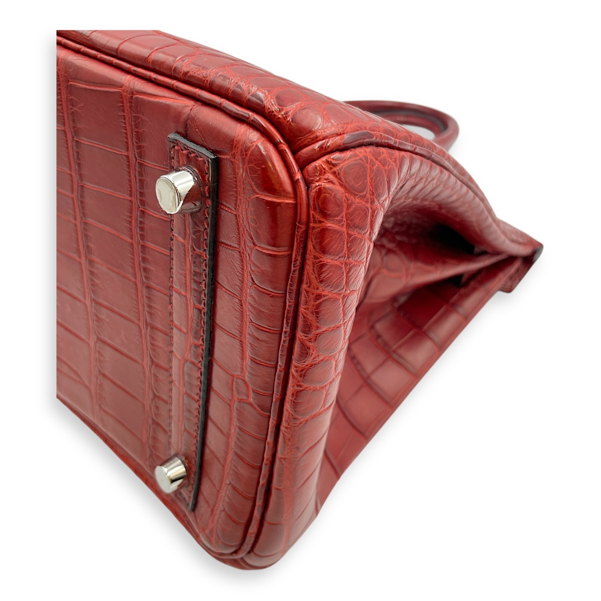 Birkin 30 Rouge H in Matte Alligator Palladium hardware