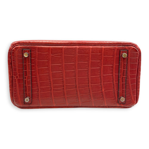 Birkin 30 Rouge H in Matte Alligator Palladium hardware