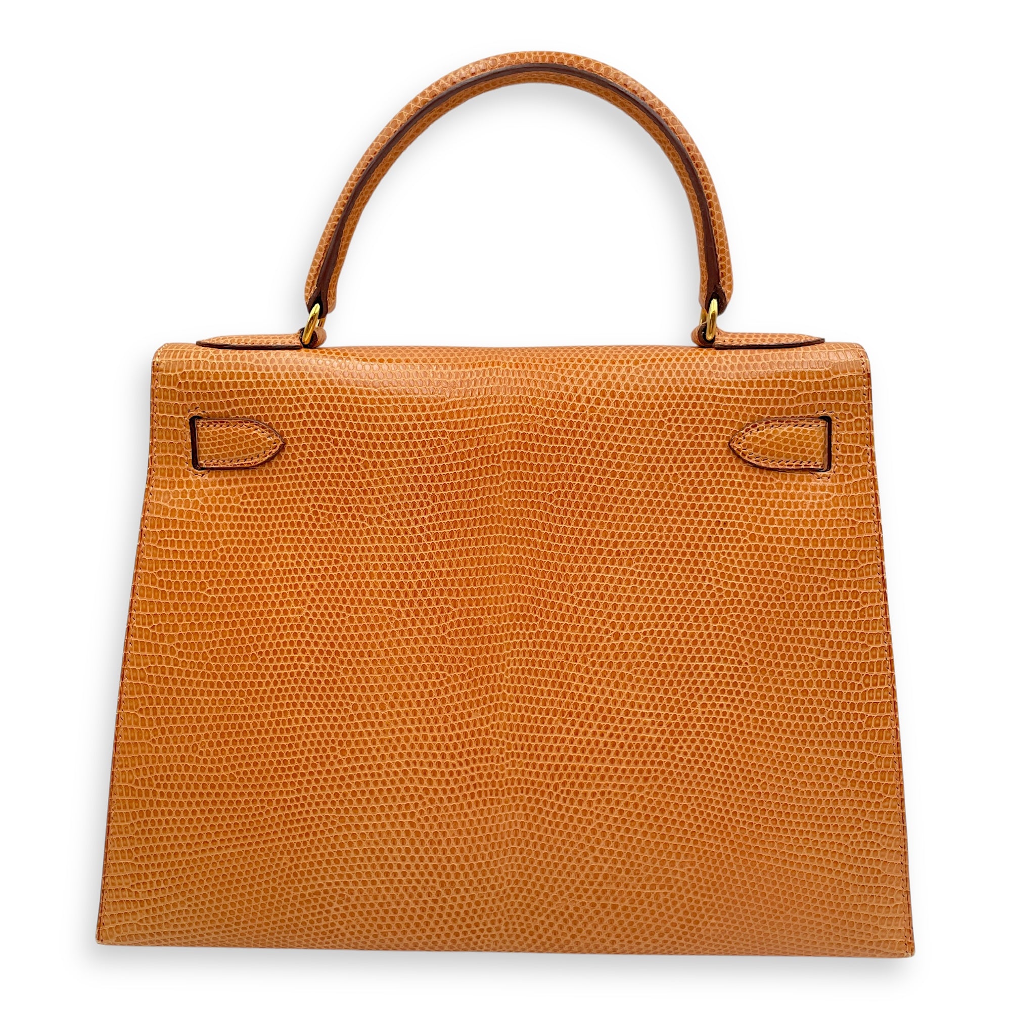 Sellier Kelly 28 Yellow in Lizard Varanus Niloticus, Gold hardware