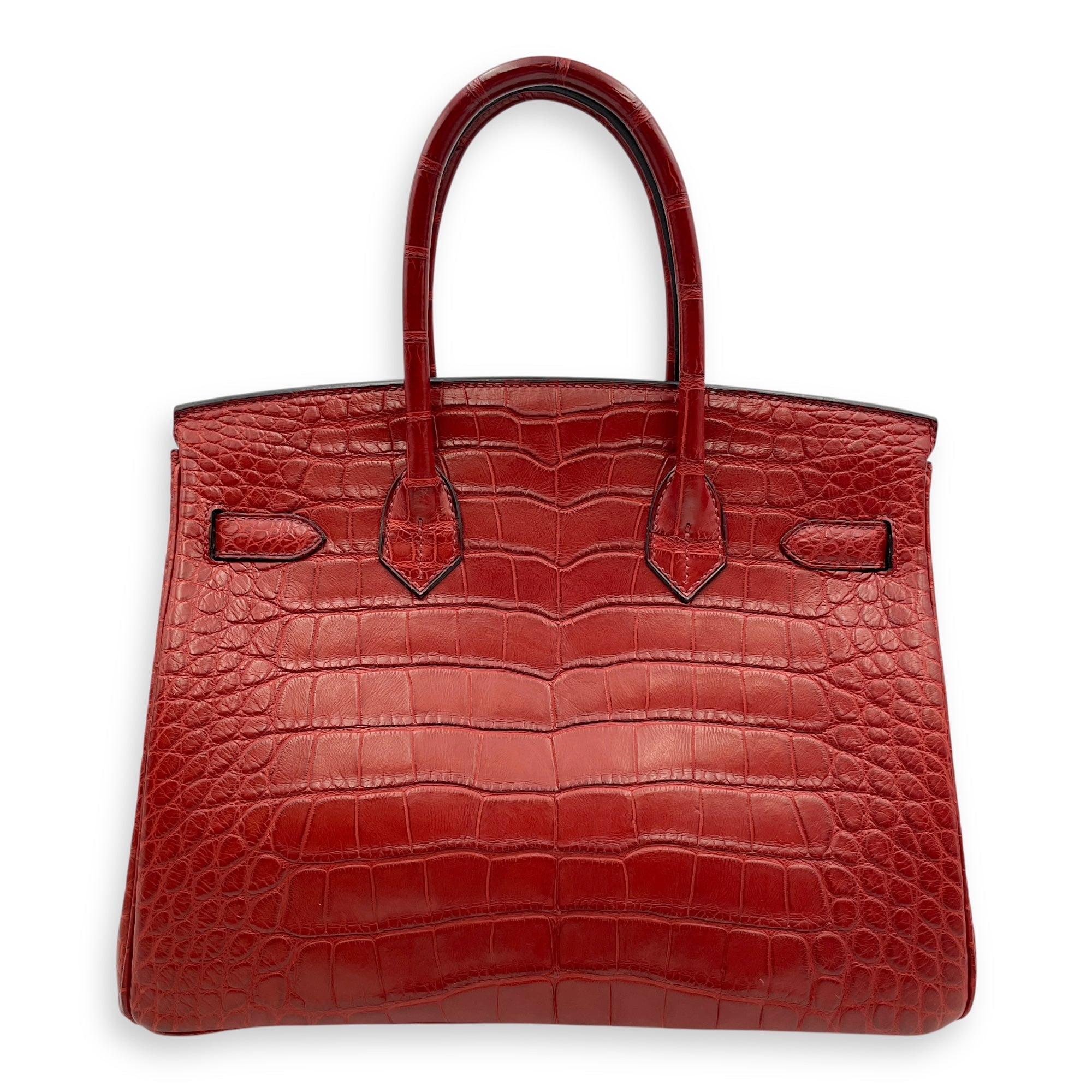 Birkin 30 Rouge H in Matte Alligator Palladium hardware