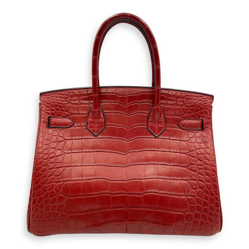Birkin 30 Rouge H in Matte Alligator, Palladium hardware