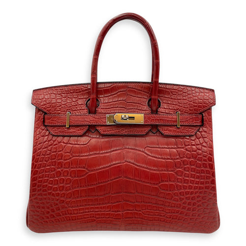 Birkin 30 Rouge H in Matte Alligator Palladium hardware