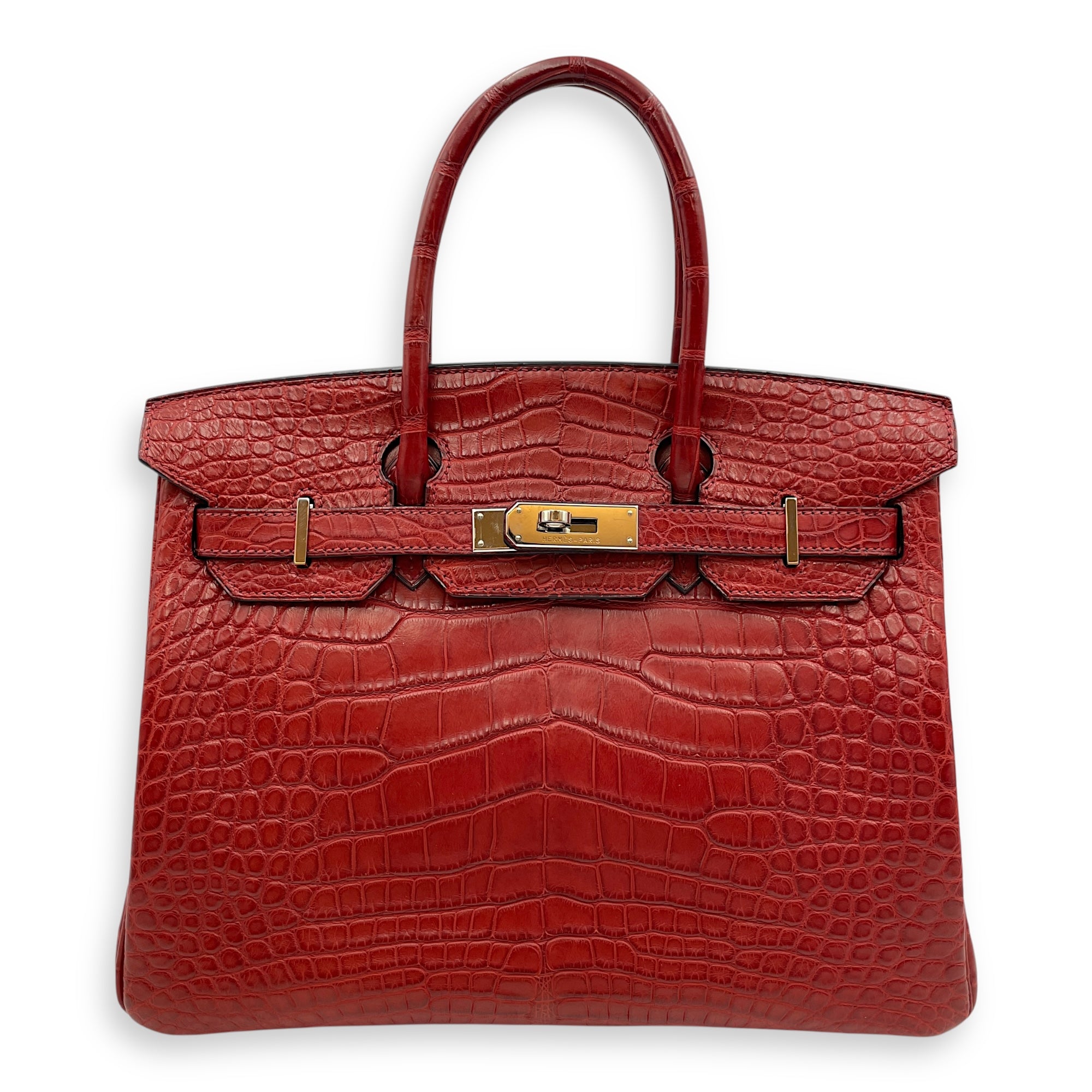 Birkin 30 Rouge H in Matte Alligator, Palladium hardware