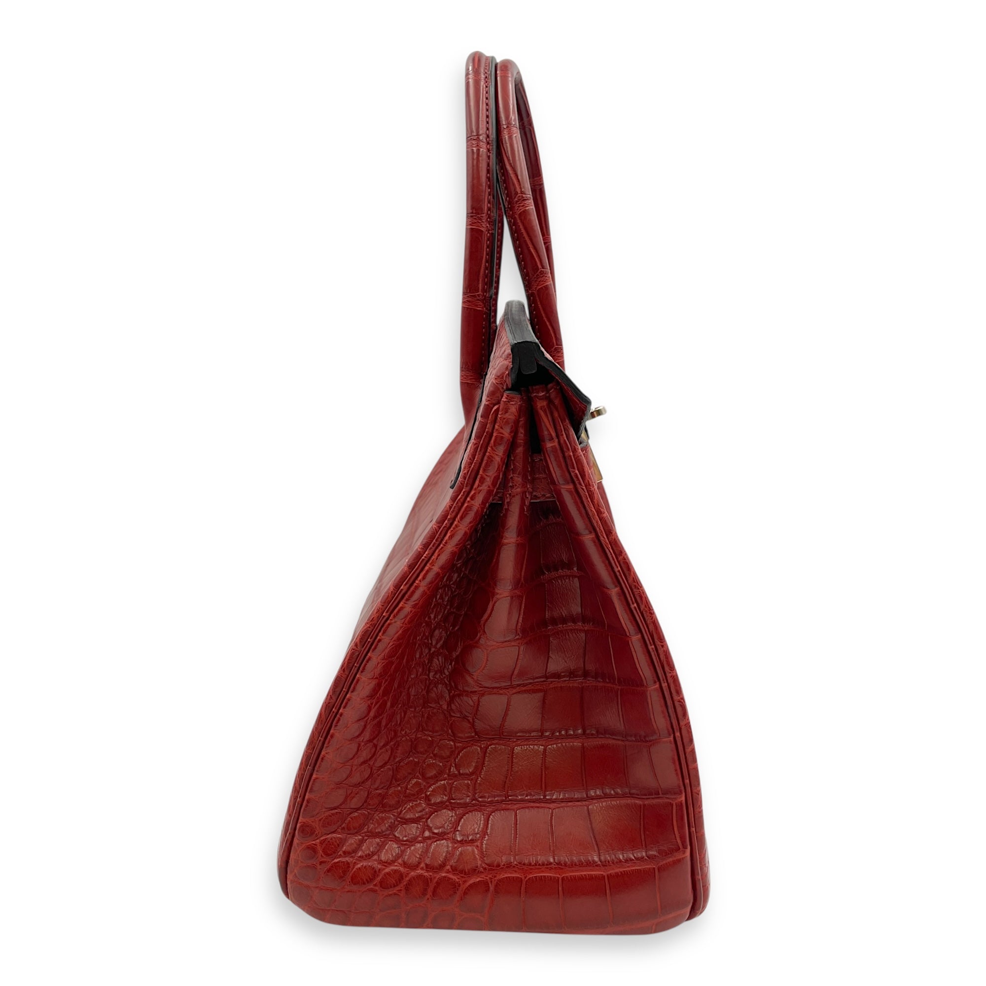Birkin 30 Rouge H in Matte Alligator Palladium hardware