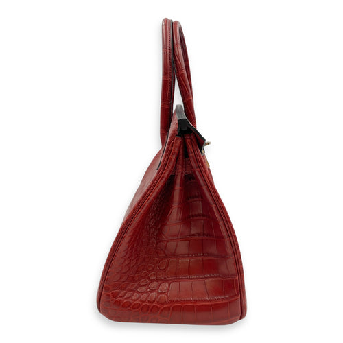 Birkin 30 Rouge H in Matte Alligator, Palladium hardware