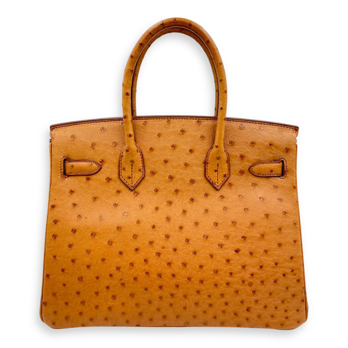 Birkin 30 Cognac in Ostrich, Palladium hardware