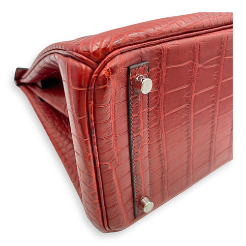 Birkin 30 Rouge H in Matte Alligator Palladium hardware