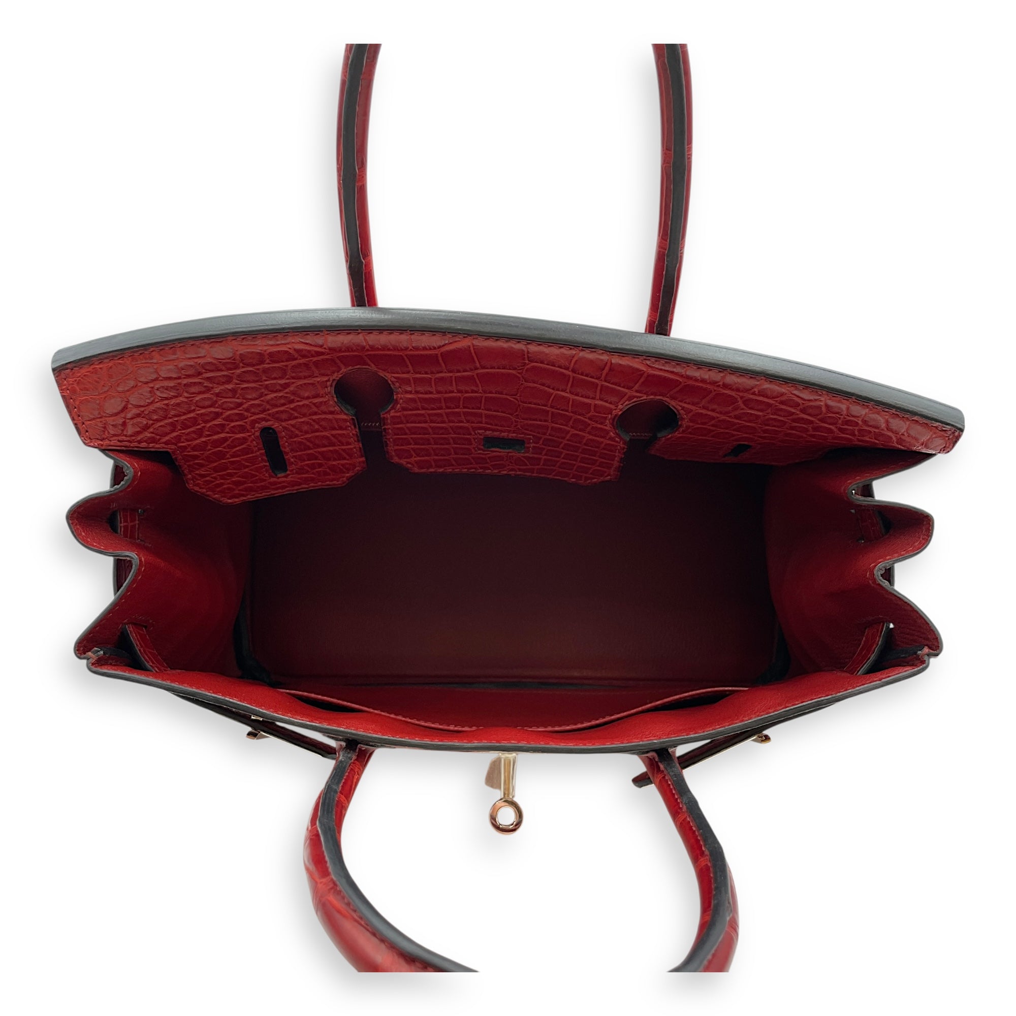 Birkin 30 Rouge H in Matte Alligator Palladium hardware