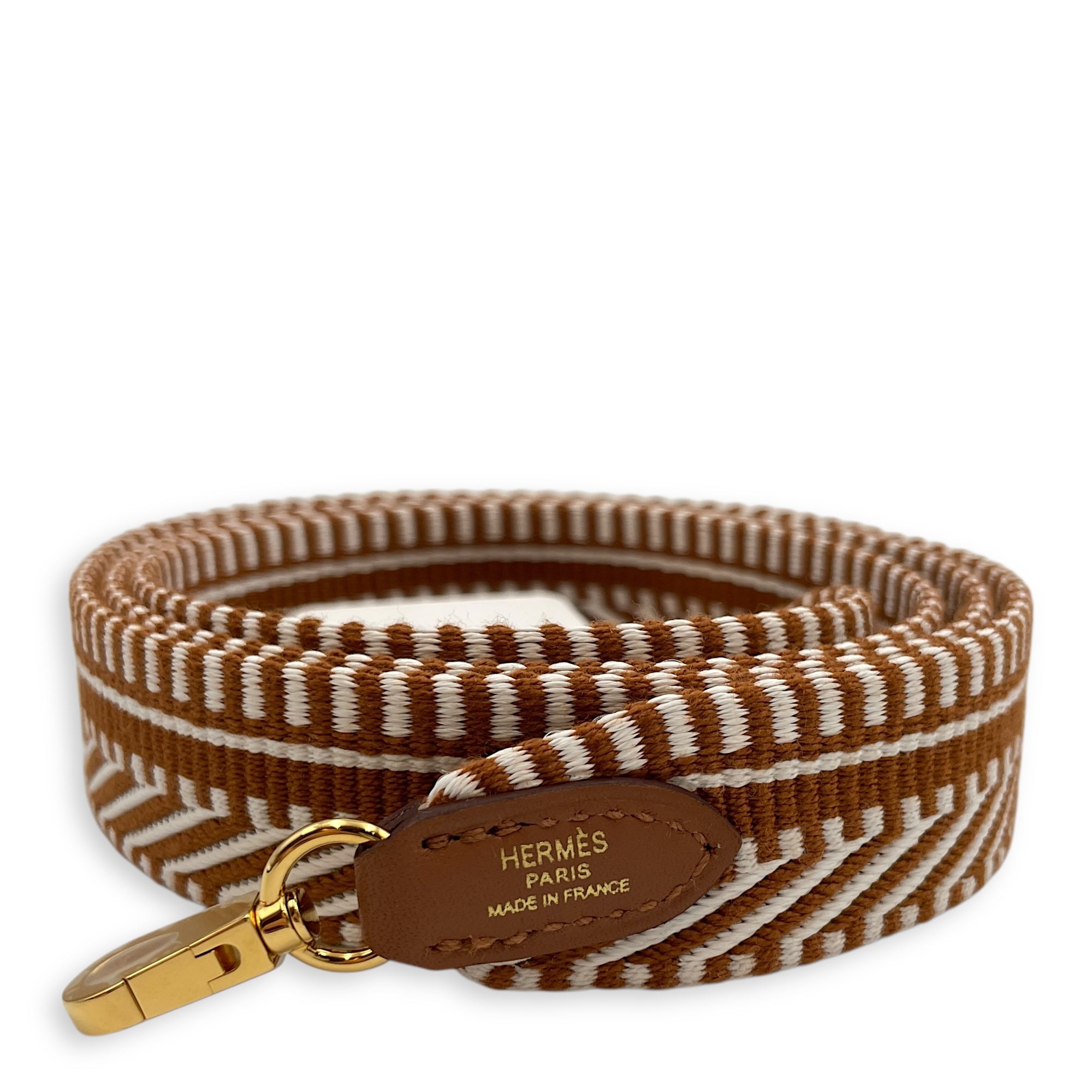 Sangle 25mm x 105cm Gold Cavale in Swift, Gold hardware