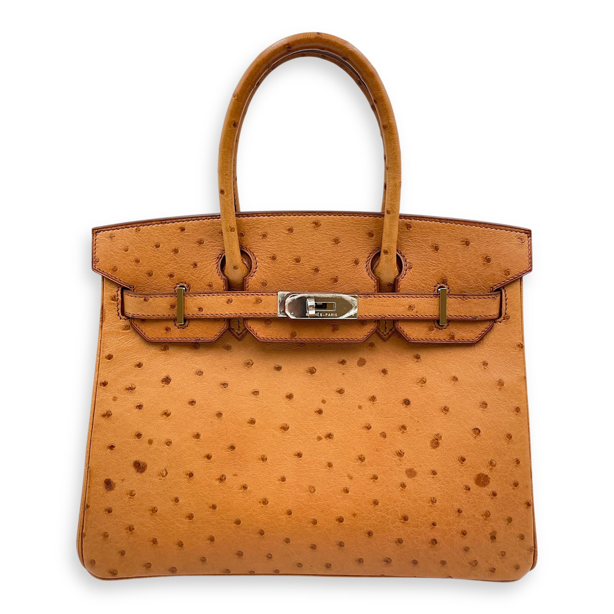 Birkin 30 Cognac in Ostrich, Palladium hardware