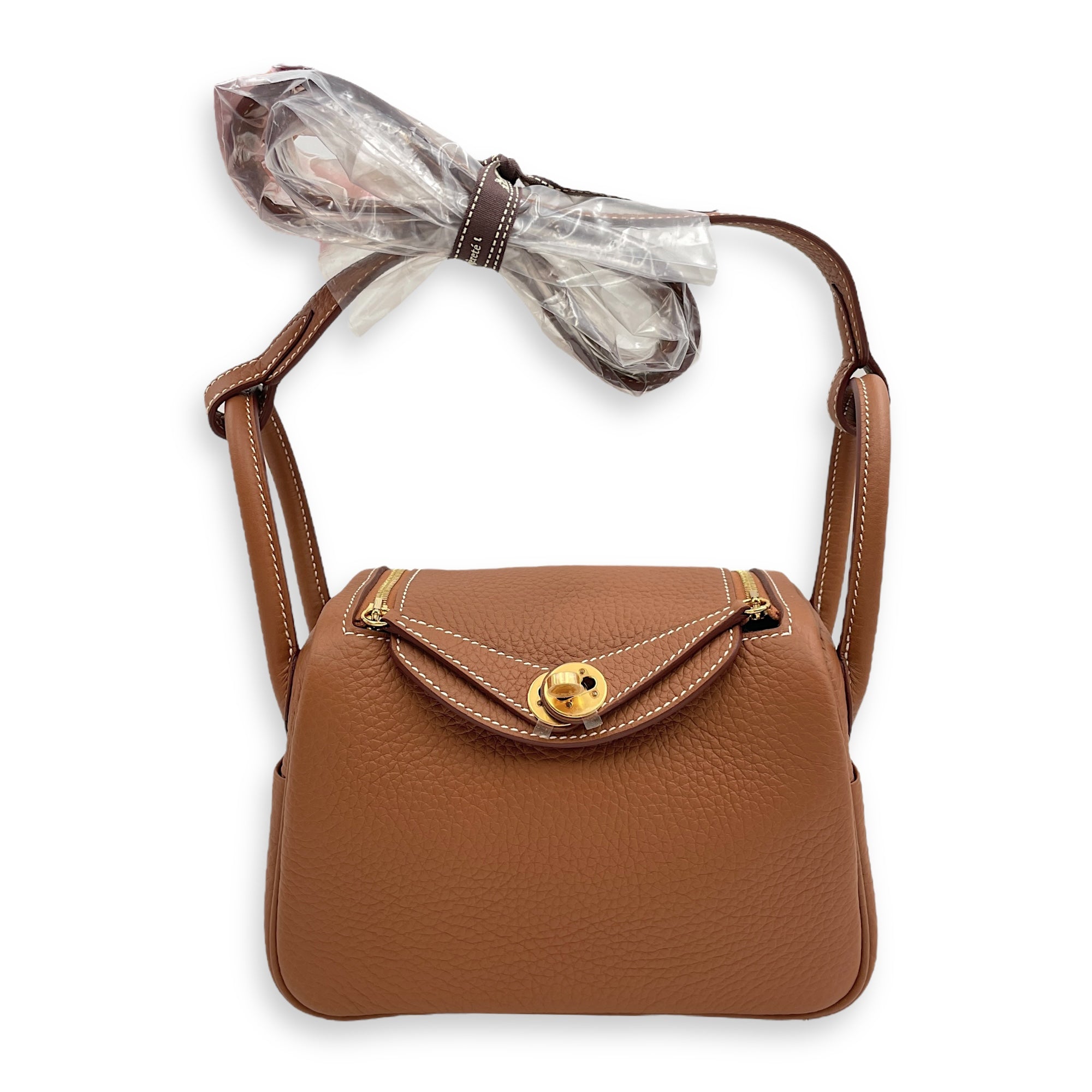 Lindy II Mini Gold in Clemence, Gold hardware