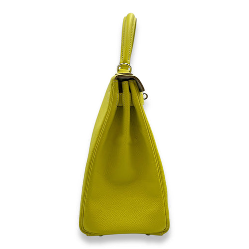 Kelly 28 Lime/Gris Perle in Epsom, Palladium hardware