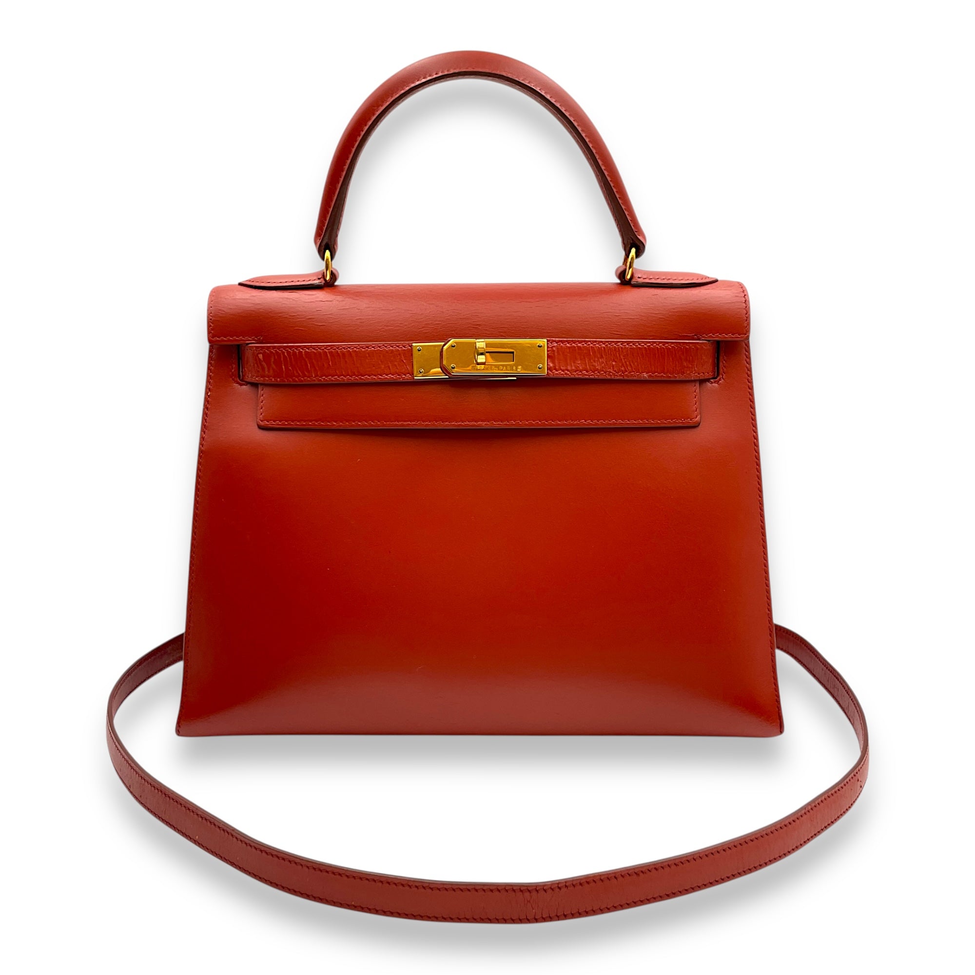 Sellier Kelly 28 Red in Box, Gold hardware