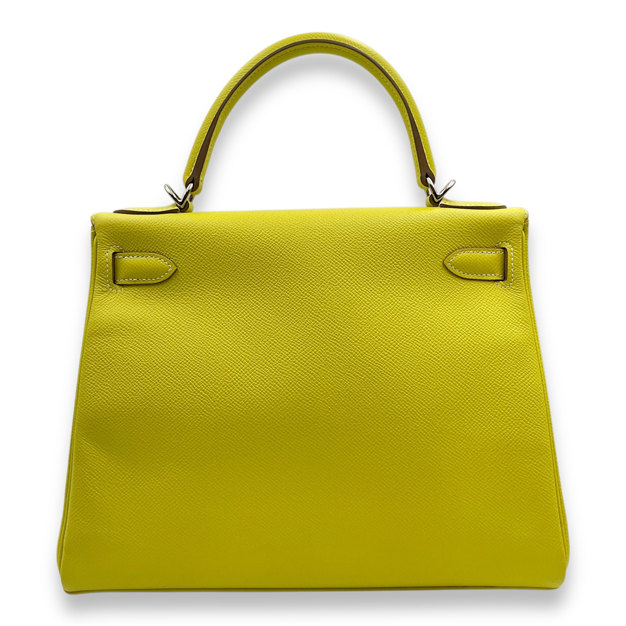 Kelly 28 Lime/Gris Perle in Epsom, Palladium hardware