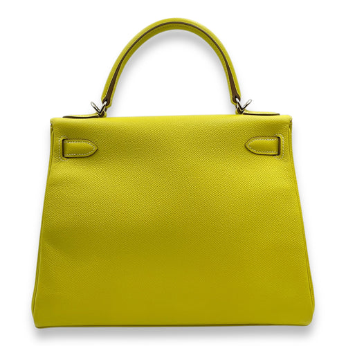 Kelly 28 Lime/Gris Perle in Epsom, Palladium hardware