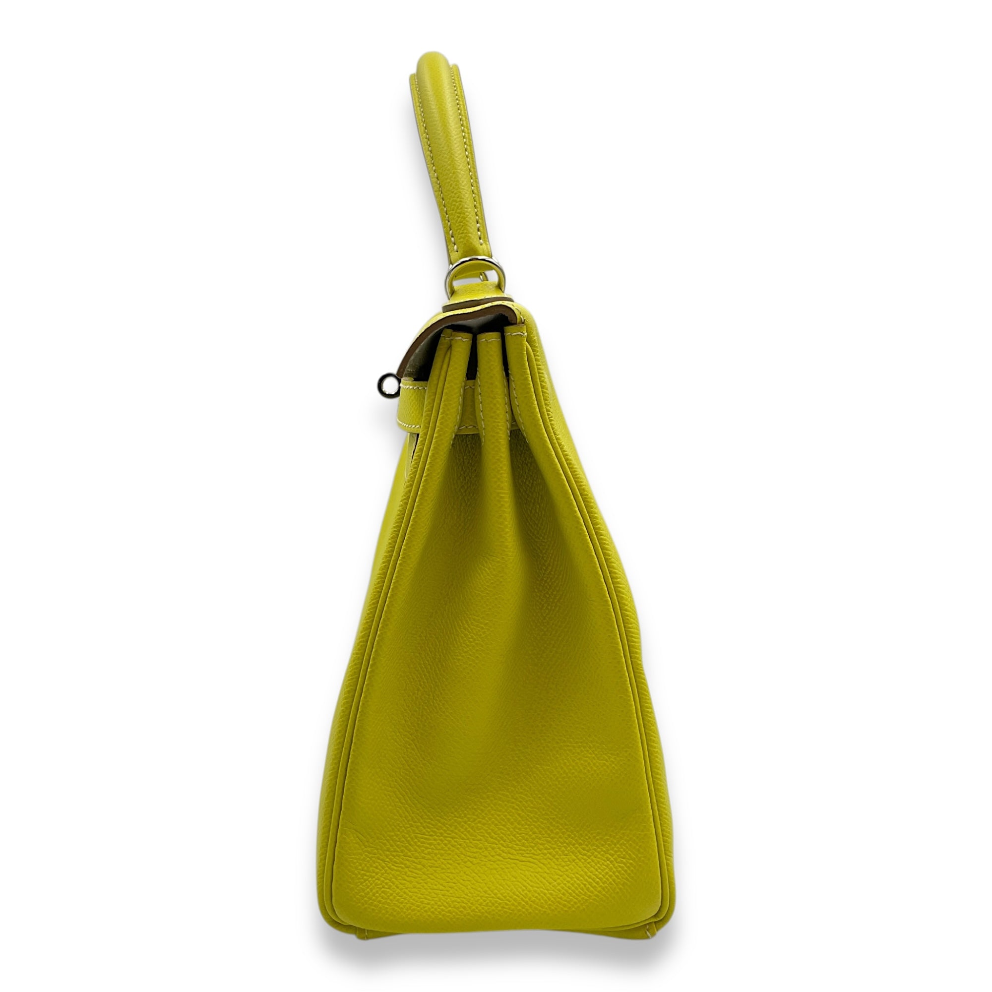 Kelly 28 Lime/Gris Perle in Epsom, Palladium hardware