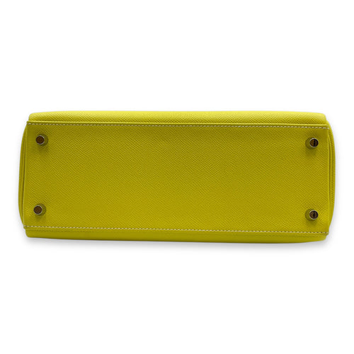 Kelly 28 Lime/Gris Perle in Epsom, Palladium hardware