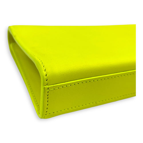 Belle De Jour Neon Yellow Clutch in Calfskin, Silver hardware